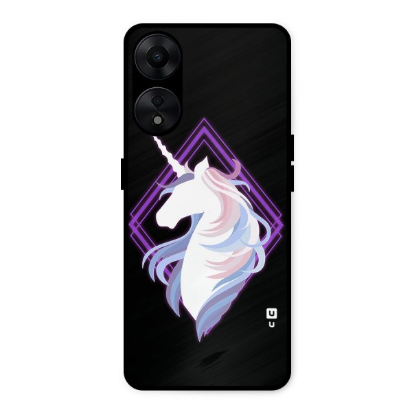 Cute Unicorn Illustration Metal Back Case for Oppo A78 5G