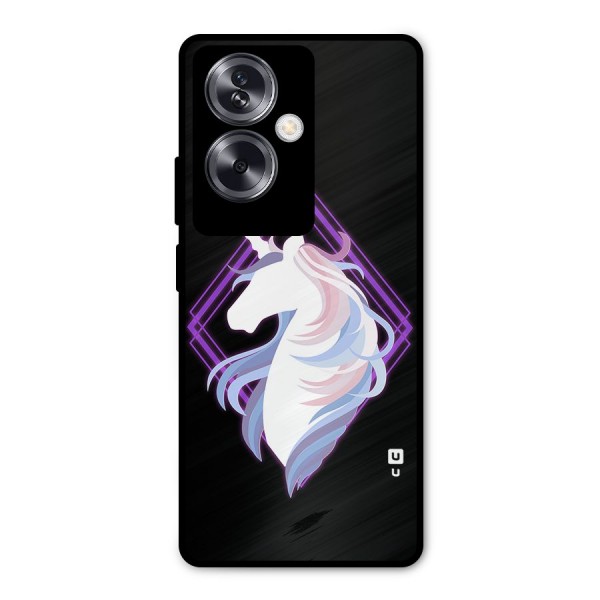 Cute Unicorn Illustration Metal Back Case for Oppo A79 5G
