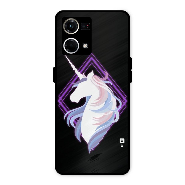 Cute Unicorn Illustration Metal Back Case for Oppo F21 Pro 4G