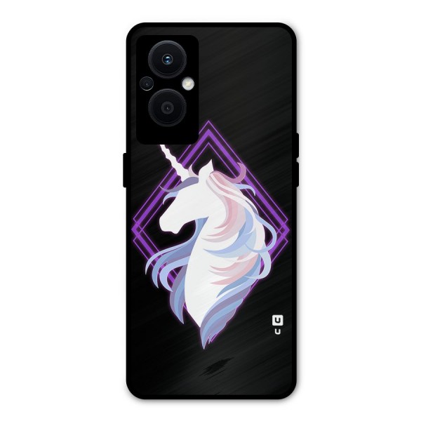 Cute Unicorn Illustration Metal Back Case for Oppo F21 Pro 5G