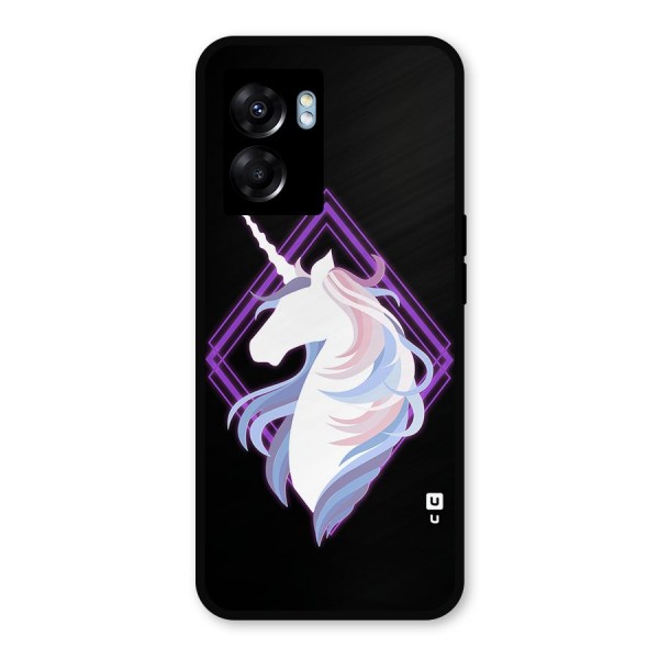 Cute Unicorn Illustration Metal Back Case for Oppo K10 (5G)