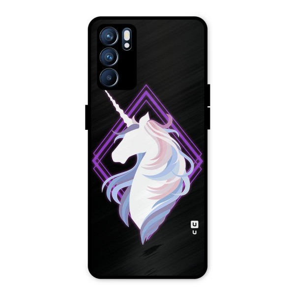 Cute Unicorn Illustration Metal Back Case for Oppo Reno6 5G