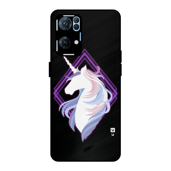 Cute Unicorn Illustration Metal Back Case for Oppo Reno7 Pro 5G