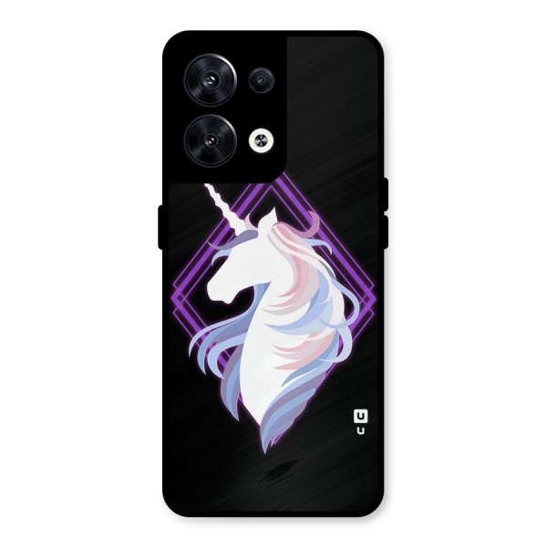 Cute Unicorn Illustration Metal Back Case for Oppo Reno8 5G