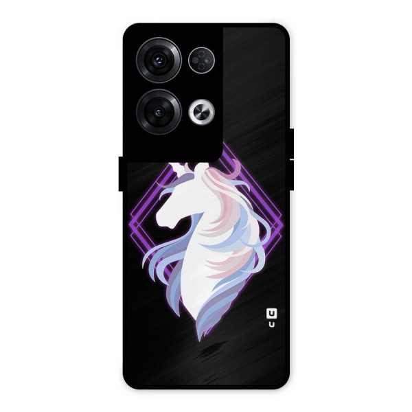 Cute Unicorn Illustration Metal Back Case for Oppo Reno8 Pro 5G