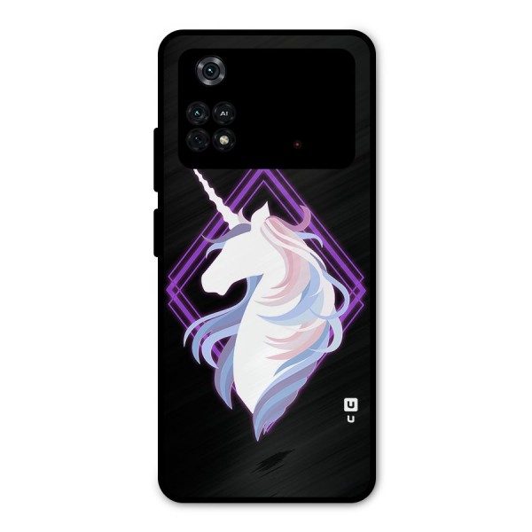 Cute Unicorn Illustration Metal Back Case for Poco M4 Pro 4G