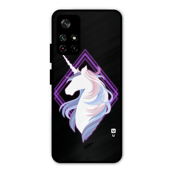 Cute Unicorn Illustration Metal Back Case for Poco M4 Pro 5G