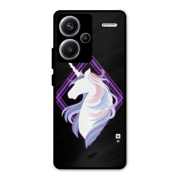 Cute Unicorn Illustration Metal Back Case for Redmi Note 13 Pro Plus