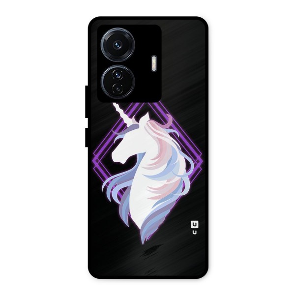 Cute Unicorn Illustration Metal Back Case for Vivo T1 Pro