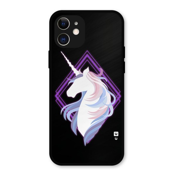 Cute Unicorn Illustration Metal Back Case for iPhone 12