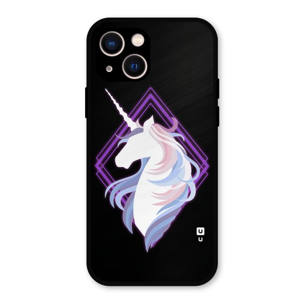 Cute Unicorn Illustration Metal Back Case for iPhone 13
