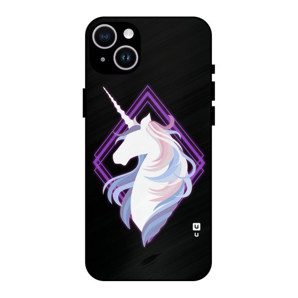Cute Unicorn Illustration Metal Back Case for iPhone 14 Plus
