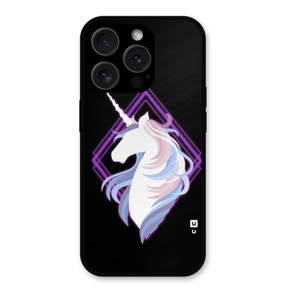 Cute Unicorn Illustration Metal Back Case for iPhone 15 Pro