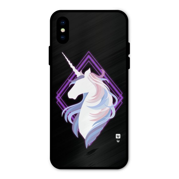 Cute Unicorn Illustration Metal Back Case for iPhone X