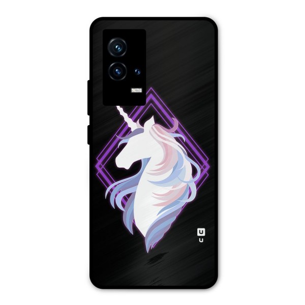 Cute Unicorn Illustration Metal Back Case for iQOO 9 5G