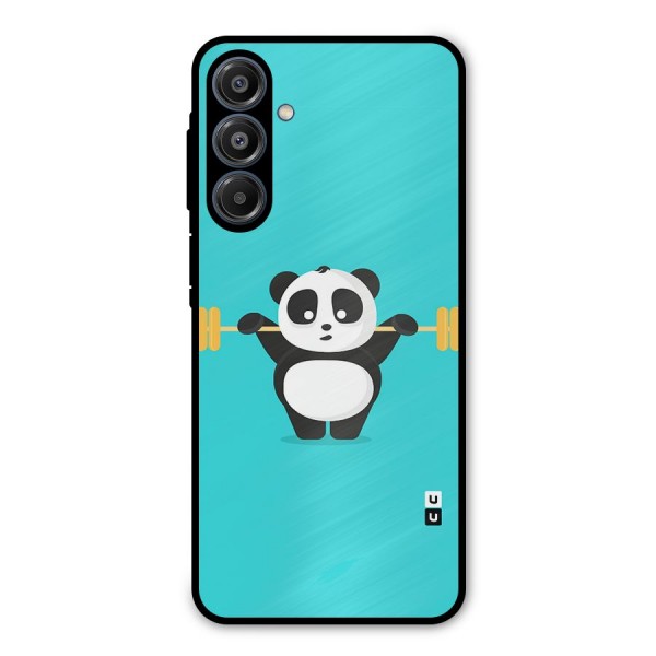 Cute Weightlifting Panda Metal Back Case for Galaxy A16 5G