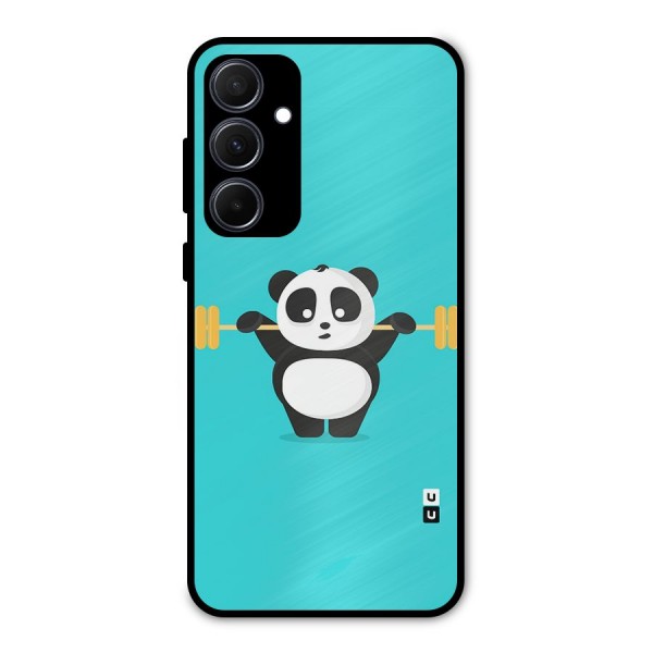 Cute Weightlifting Panda Metal Back Case for Galaxy A35