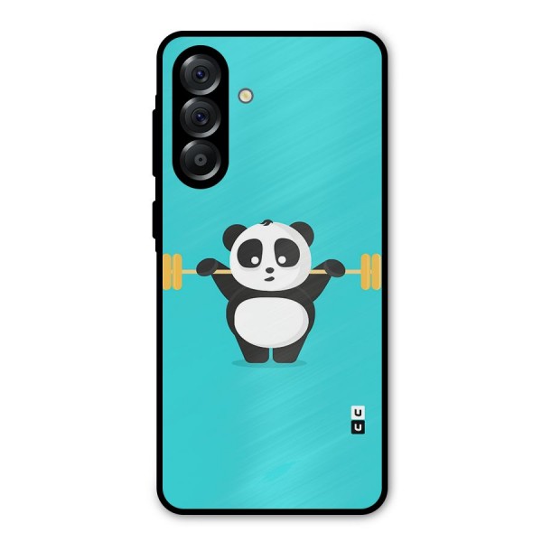 Cute Weightlifting Panda Metal Back Case for Galaxy A36