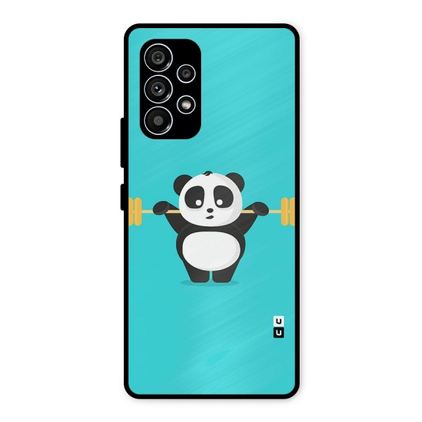 Cute Weightlifting Panda Metal Back Case for Galaxy A53 5G
