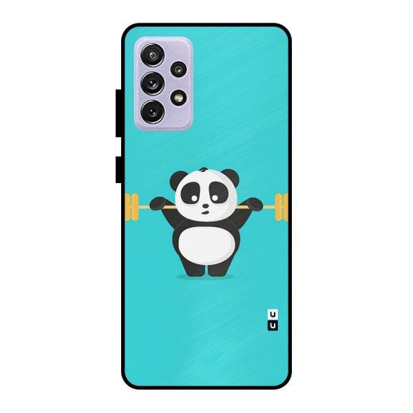 Cute Weightlifting Panda Metal Back Case for Galaxy A72
