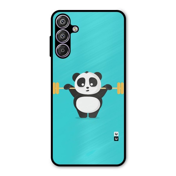 Cute Weightlifting Panda Metal Back Case for Galaxy F15