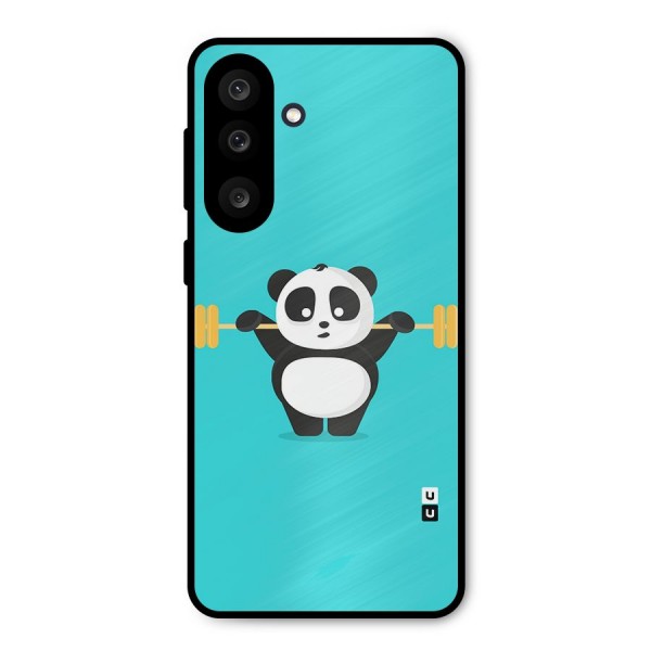 Cute Weightlifting Panda Metal Back Case for Galaxy M56