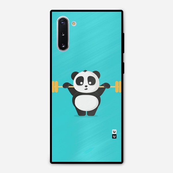 Cute Weightlifting Panda Metal Back Case for Galaxy Note 10