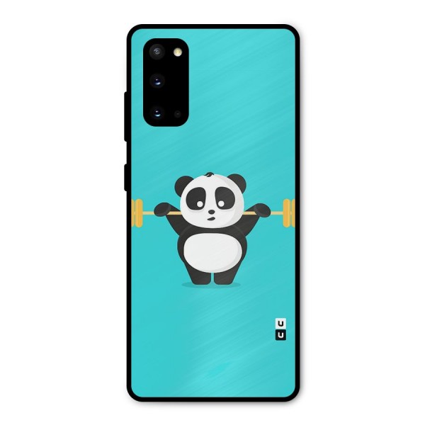 Cute Weightlifting Panda Metal Back Case for Galaxy S20