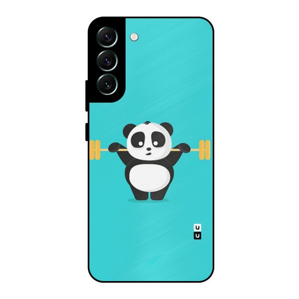 Cute Weightlifting Panda Metal Back Case for Galaxy S22 Plus 5G
