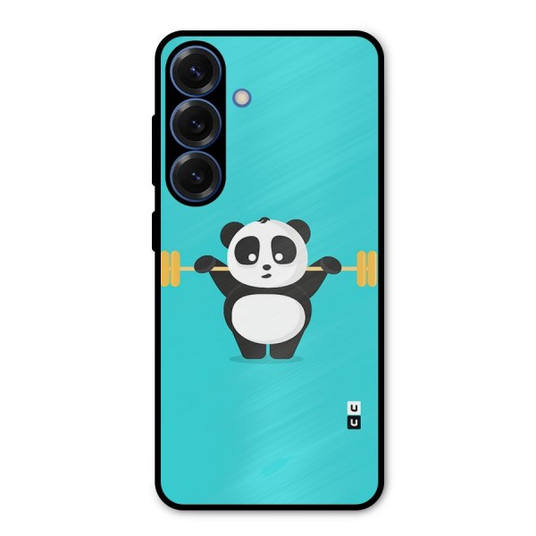 Cute Weightlifting Panda Metal Back Case for Galaxy S25