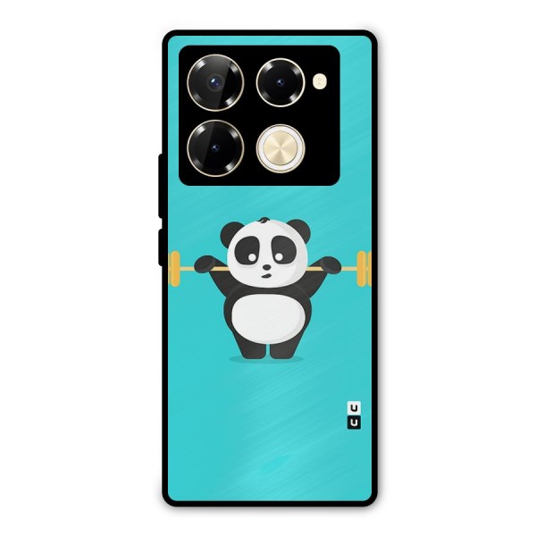 Cute Weightlifting Panda Metal Back Case for Infinix Note 40 Pro Plus