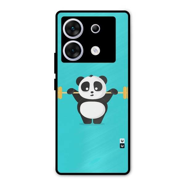 Cute Weightlifting Panda Metal Back Case for Infinix Zero 30 5G