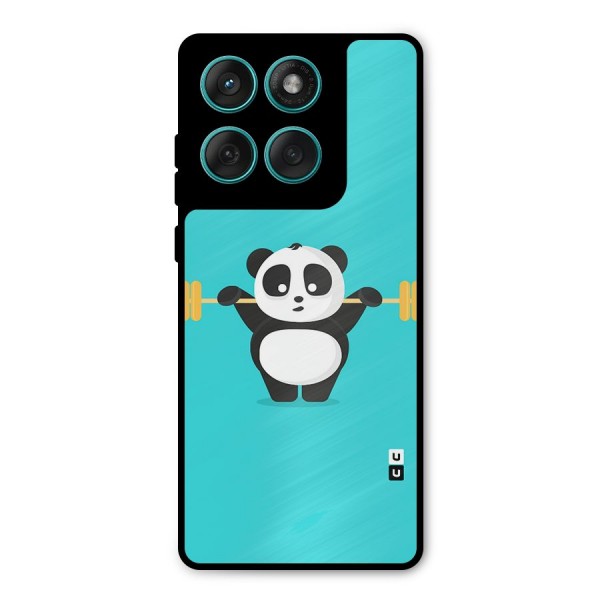 Cute Weightlifting Panda Metal Back Case for Motorola Edge 60