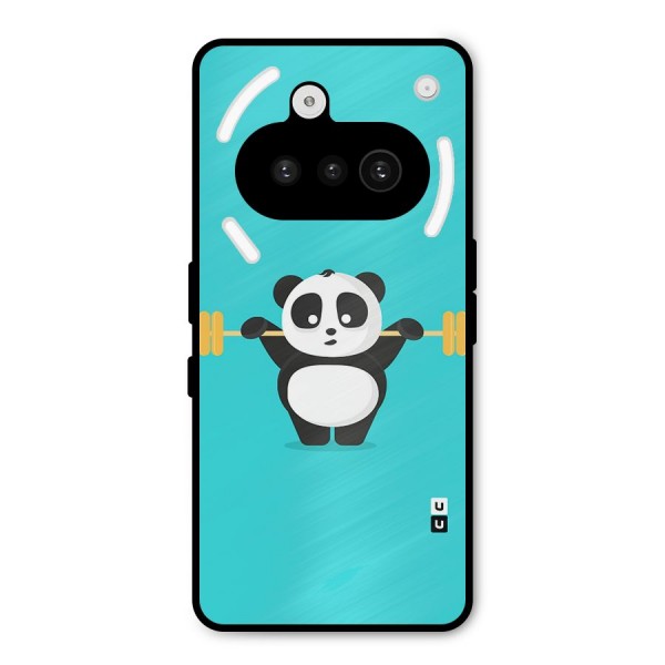 Cute Weightlifting Panda Metal Back Case for Nothing Phone 3a