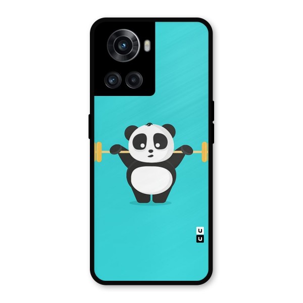 Cute Weightlifting Panda Metal Back Case for OnePlus 10R