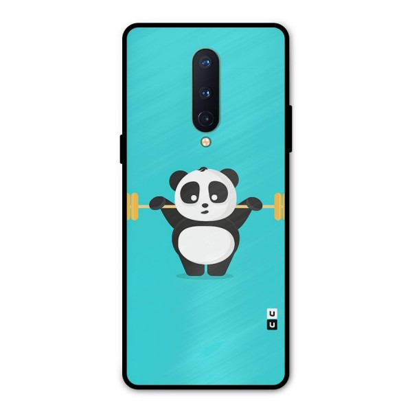 Cute Weightlifting Panda Metal Back Case for OnePlus 8