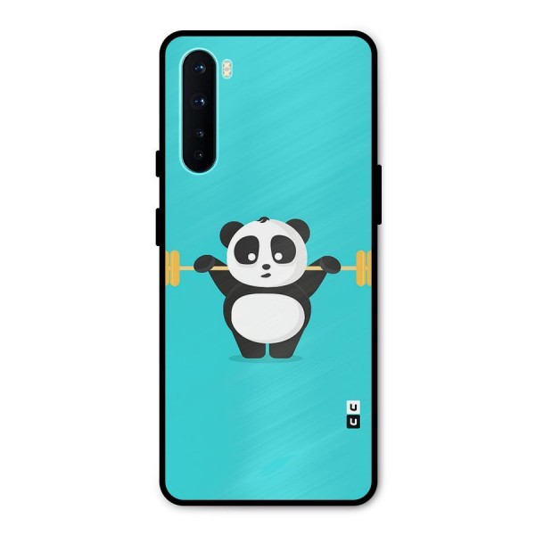 Cute Weightlifting Panda Metal Back Case for OnePlus Nord