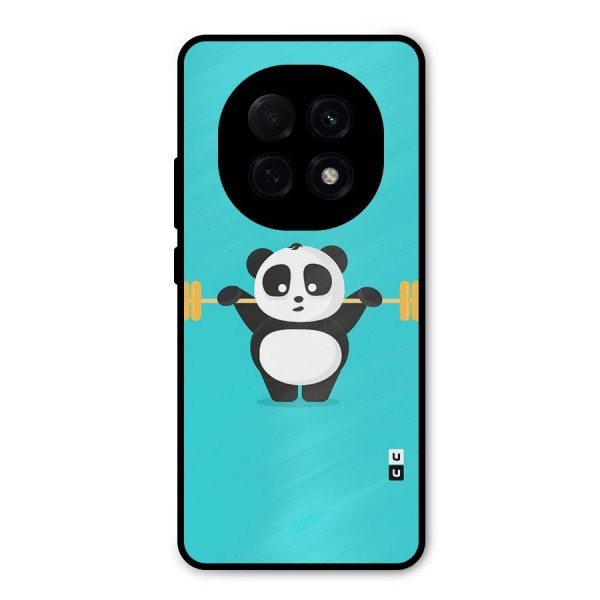 Cute Weightlifting Panda Metal Back Case for Oppo F29 Pro