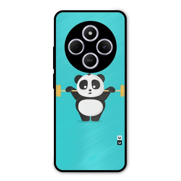 Cute Weightlifting Panda Metal Back Case for Poco C75 5G