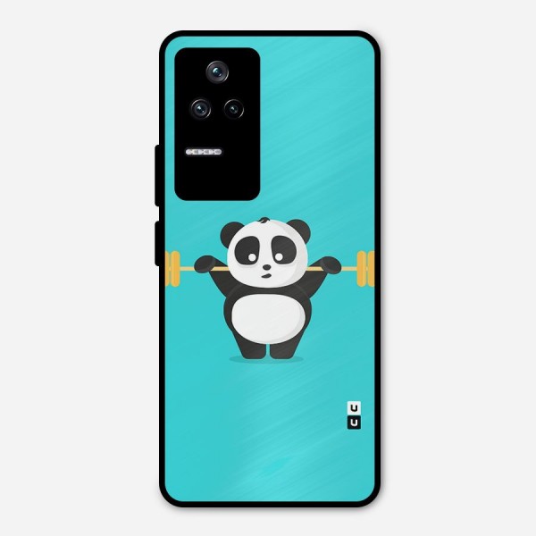 Cute Weightlifting Panda Metal Back Case for Poco F4 5G
