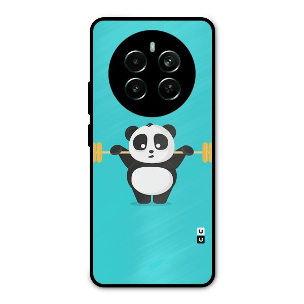 Cute Weightlifting Panda Metal Back Case for Realme 12 Pro Plus