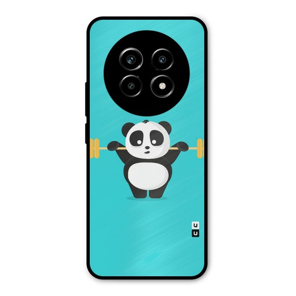 Cute Weightlifting Panda Metal Back Case for Realme 13 Pro
