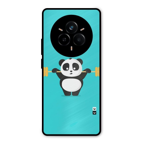 Cute Weightlifting Panda Metal Back Case for Realme 14 Pro