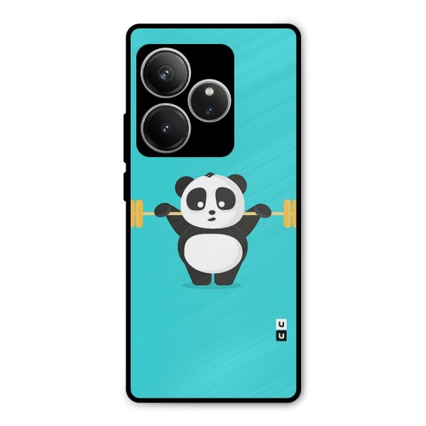 Cute Weightlifting Panda Metal Back Case for Realme GT 6