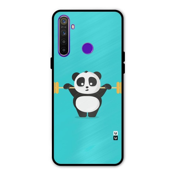 Cute Weightlifting Panda Metal Back Case for Realme Narzo 10