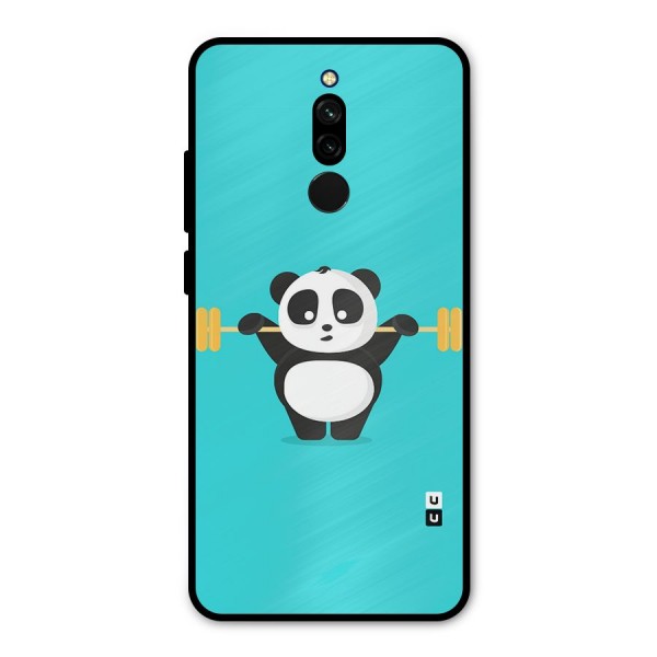 Cute Weightlifting Panda Metal Back Case for Redmi 8