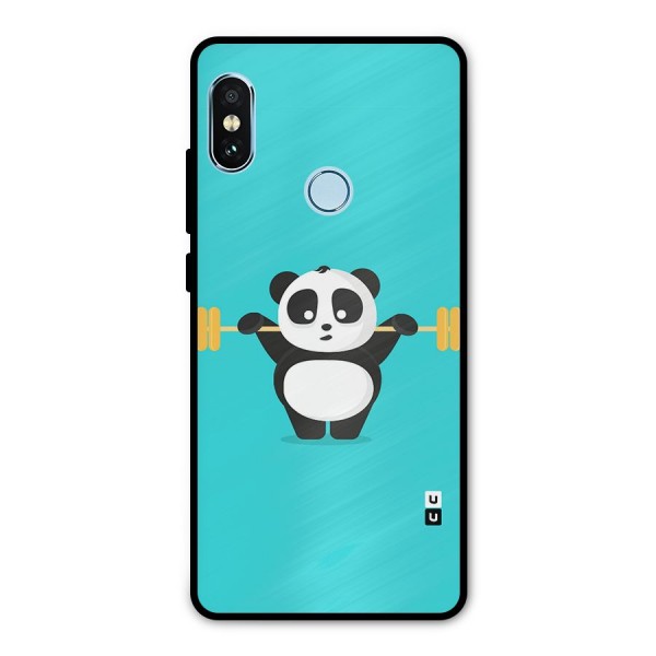 Cute Weightlifting Panda Metal Back Case for Redmi Note 5 Pro