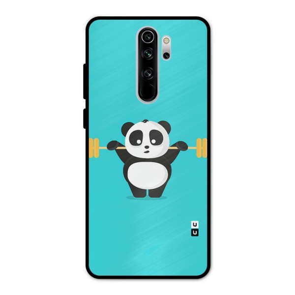 Cute Weightlifting Panda Metal Back Case for Redmi Note 8 Pro