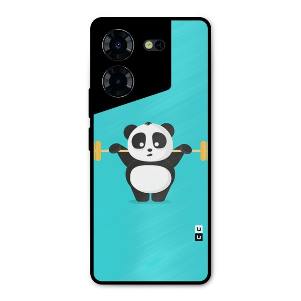 Cute Weightlifting Panda Metal Back Case for Tecno Pova 5 Pro 5G