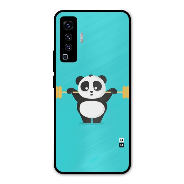 Cute Weightlifting Panda Metal Back Case for Vivo X50